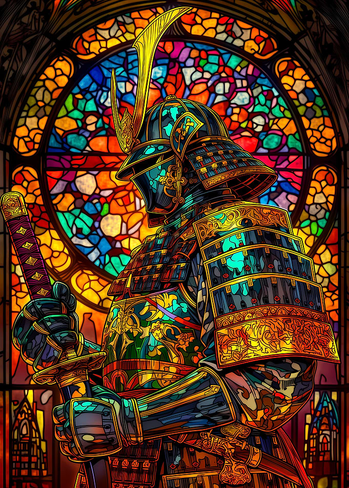 Samurai Warrior Stained Glass