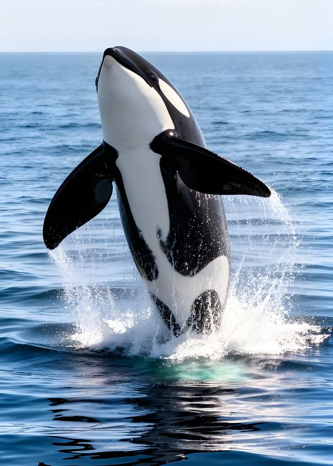 Orca whale breaching from the ocean