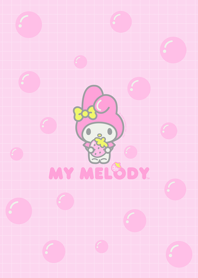 My Melody with Strawberry and Bubbles