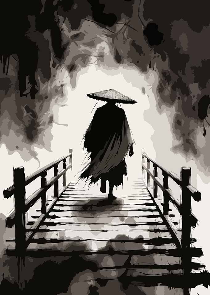 Samurai on a Bridge Art