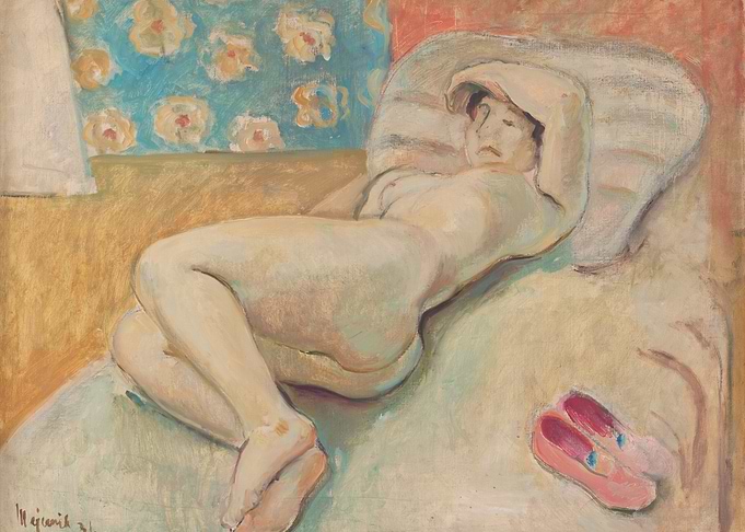 Nude reclining on a chaise lounge