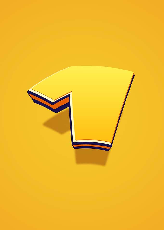 Number one with Blue and Orange Trim