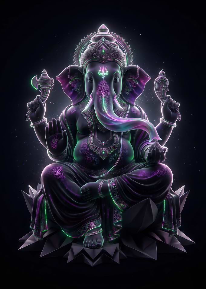 Mystic Dark Lord Ganesha Spiritual Artwork