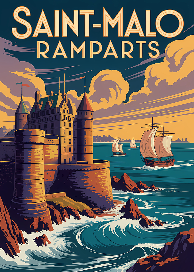 Saint-Malo Ramparts Vintage Poster