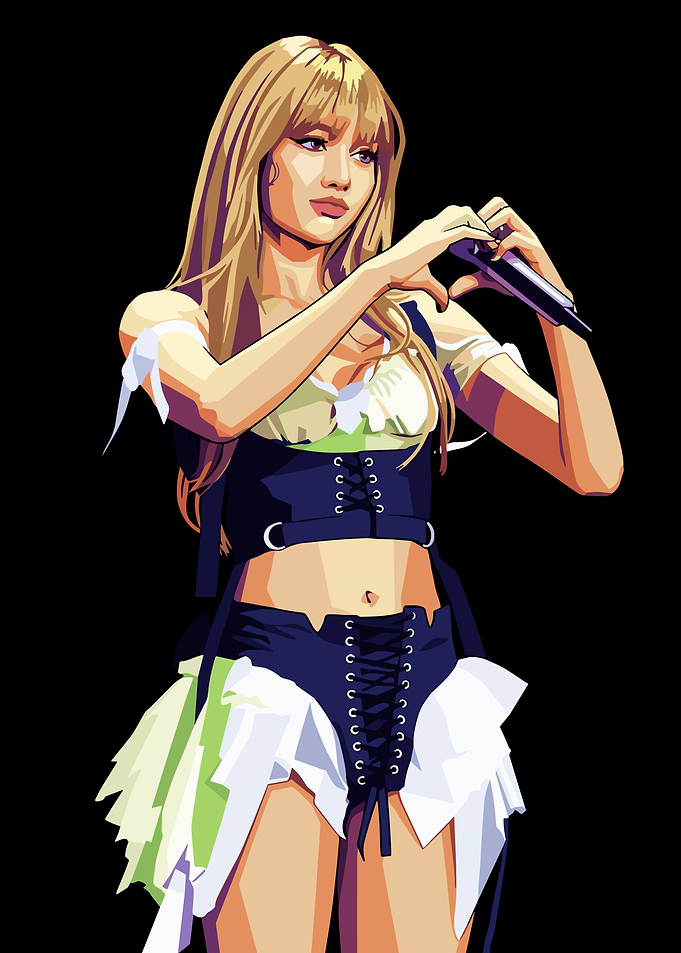 Lisa Pop Art Singer Making Heart Gesture