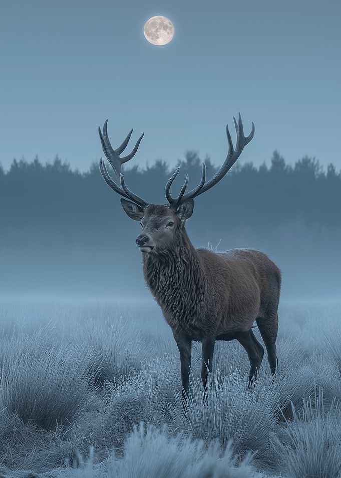 Majestic Stag Under the Full Moon