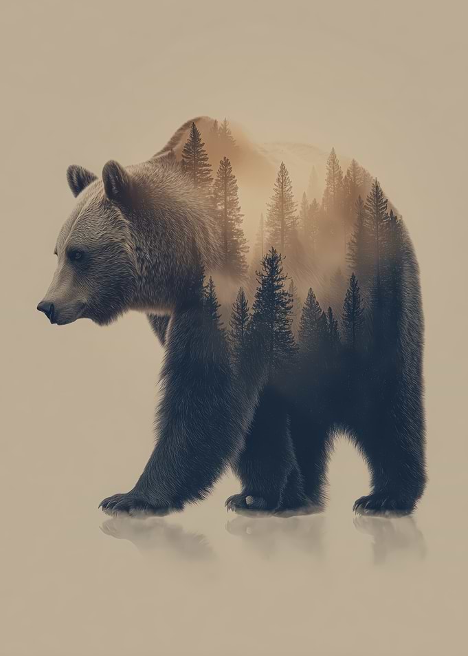 Double Exposure Bear Forest