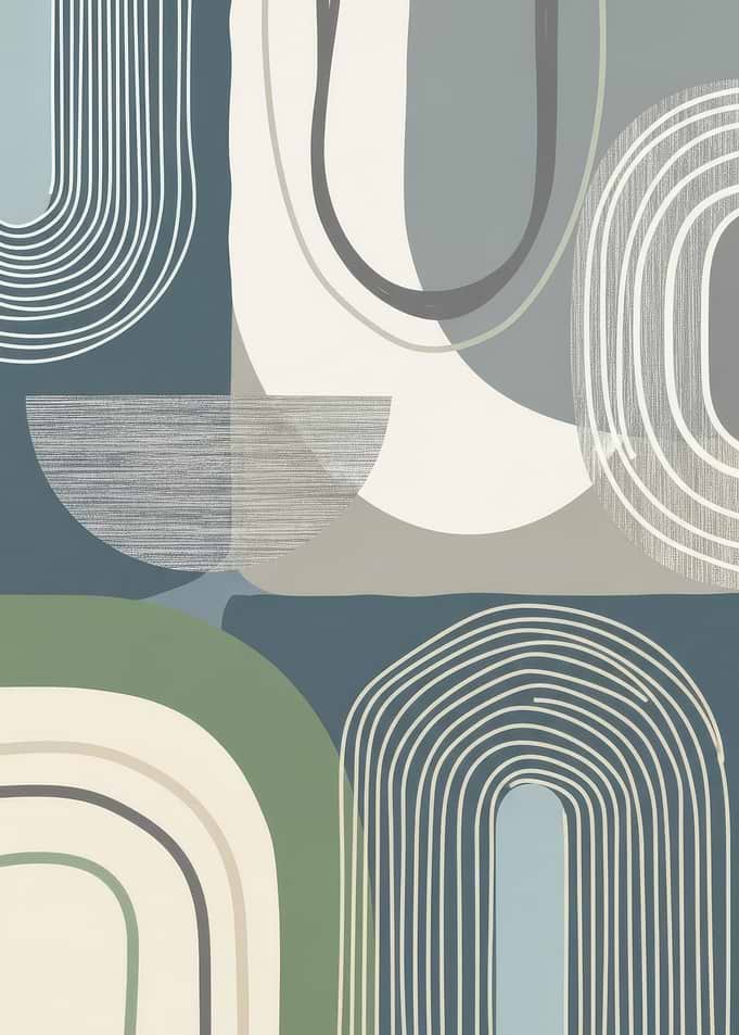 Abstract Mid-Century Modern Geometric Shapes