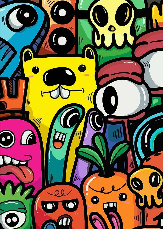 Doodle Monsters and Skulls