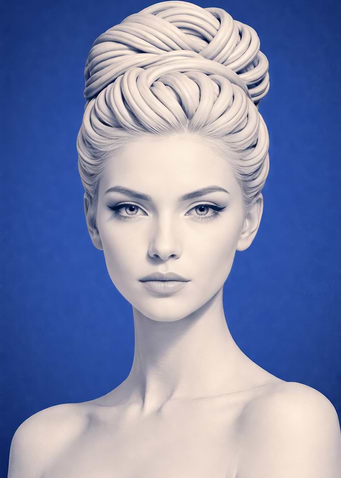Elegant Woman with Elaborate Hairstyle