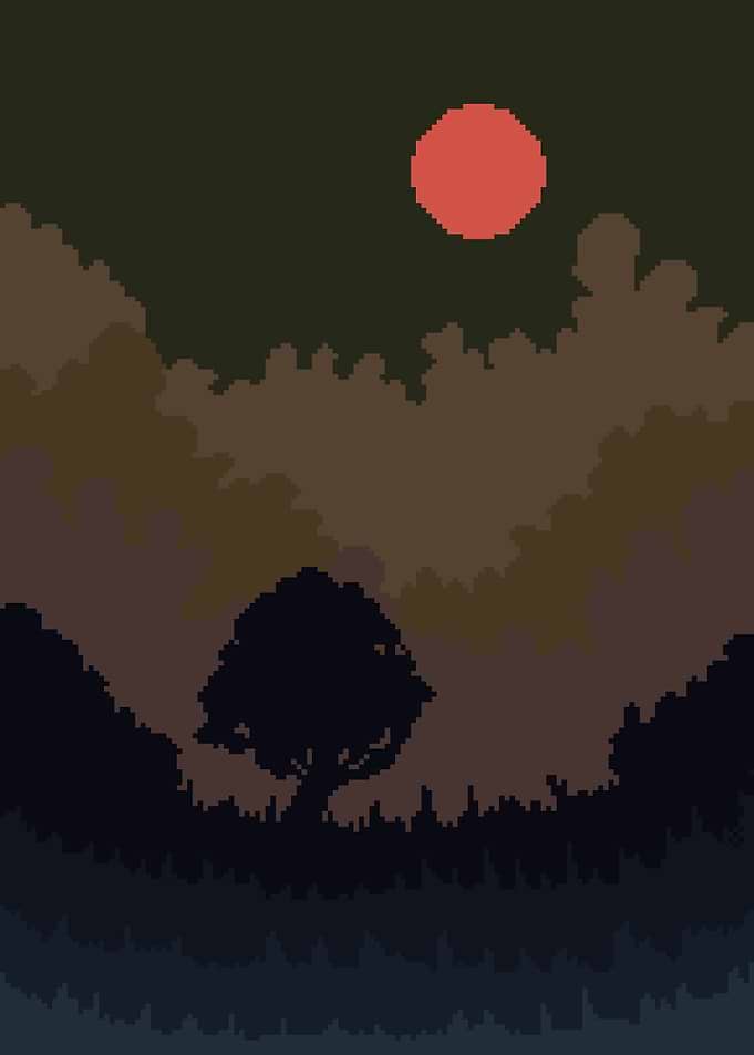 Pixel Art Sunset Landscape