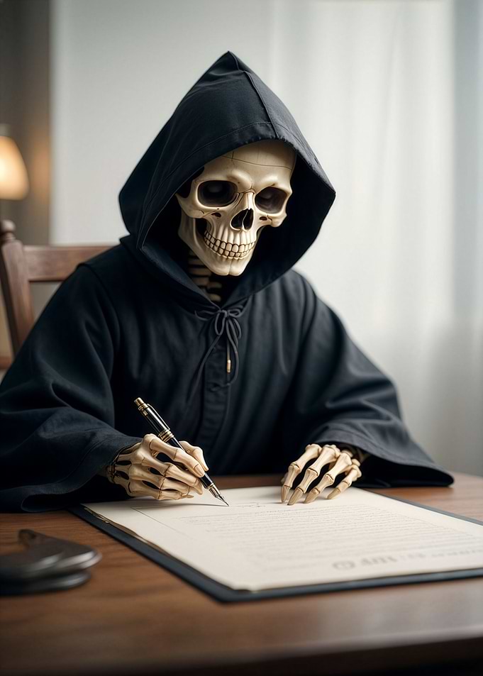 Grim Reaper Signing Document