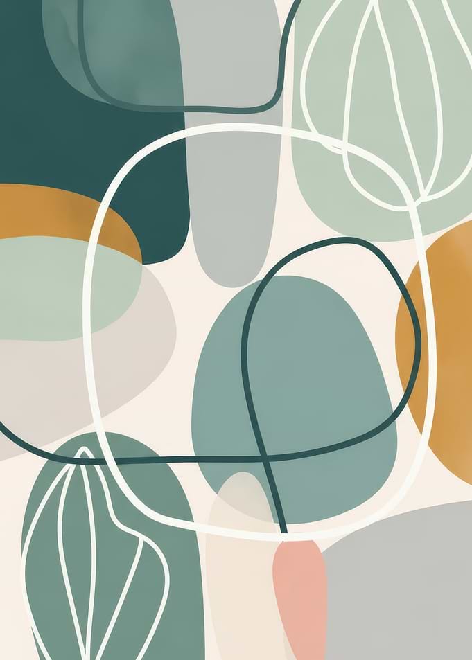 Abstract Organic Shapes with Line Art