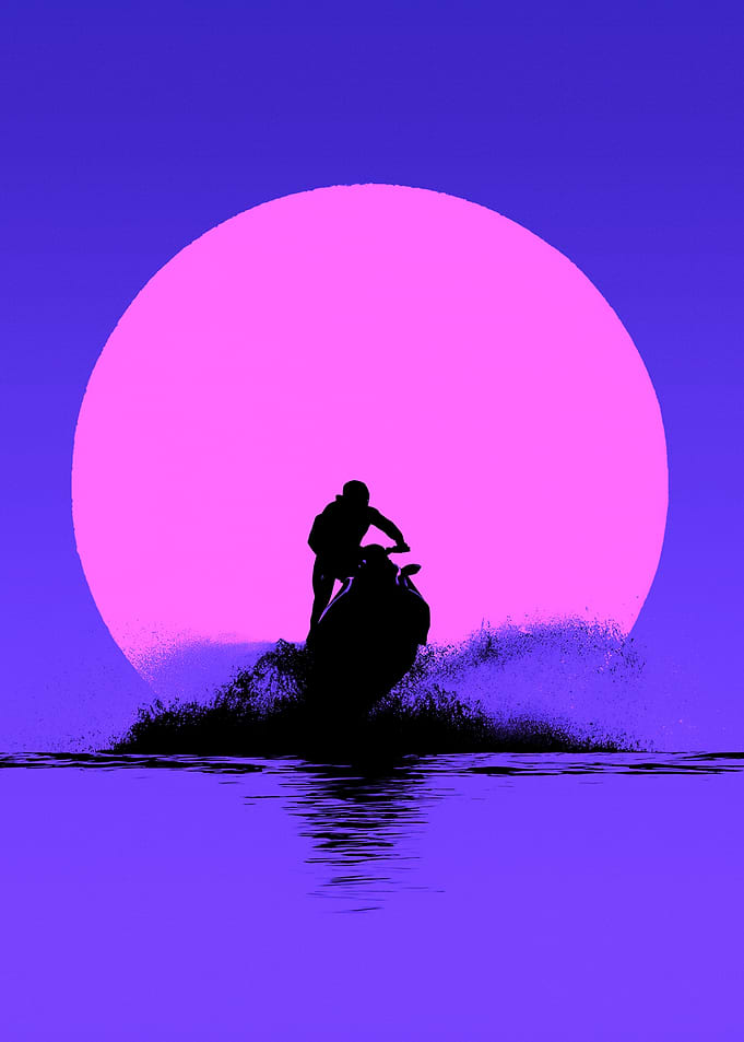 Jet Ski Rider at Sunset