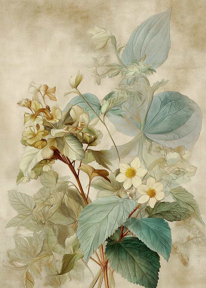 Vintage Botanical Illustration of Flowers