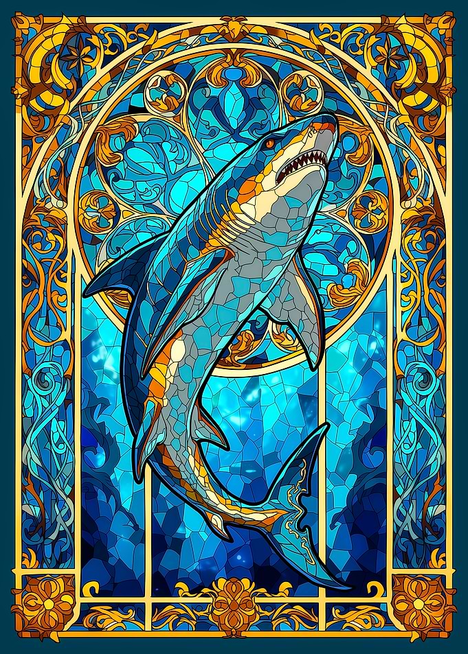 Shark in Stained Glass Art