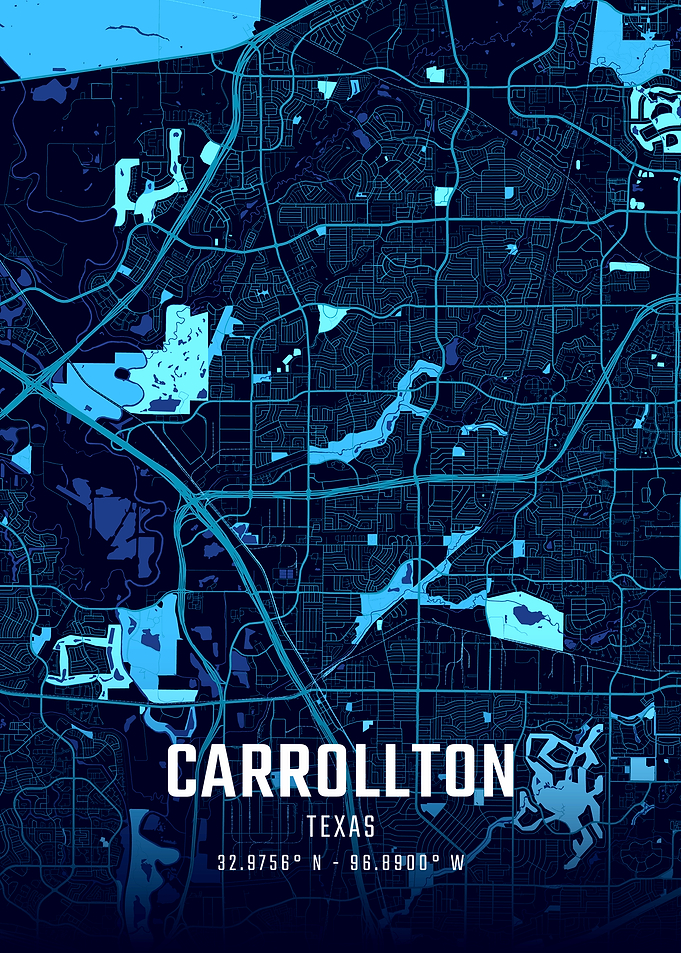 Carrollton Texas Midnight City Map