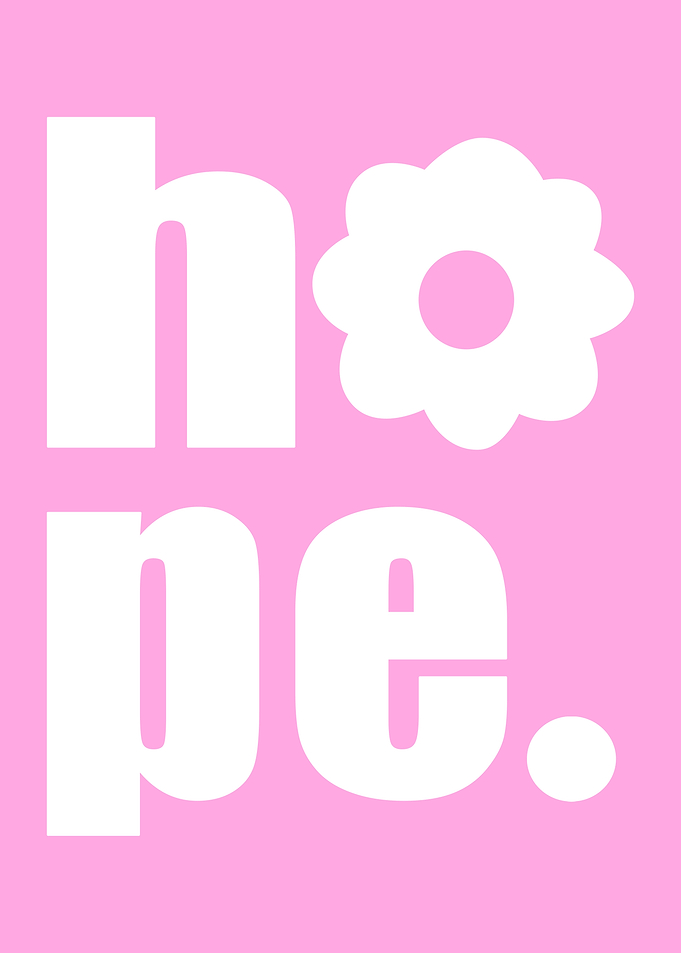 Hope text with flower and dot