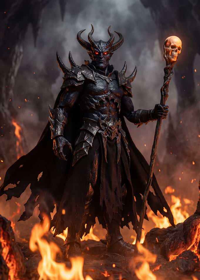 Demonic Warrior with Skull Staff