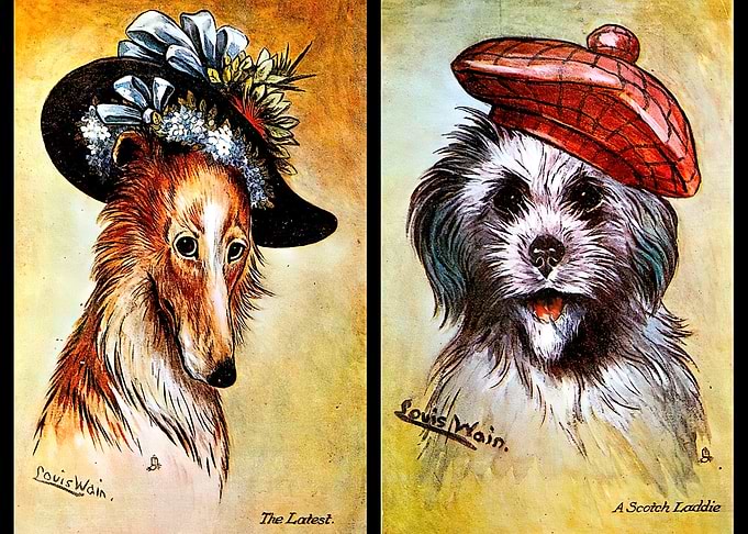 Louis Wain Dogs in Hats