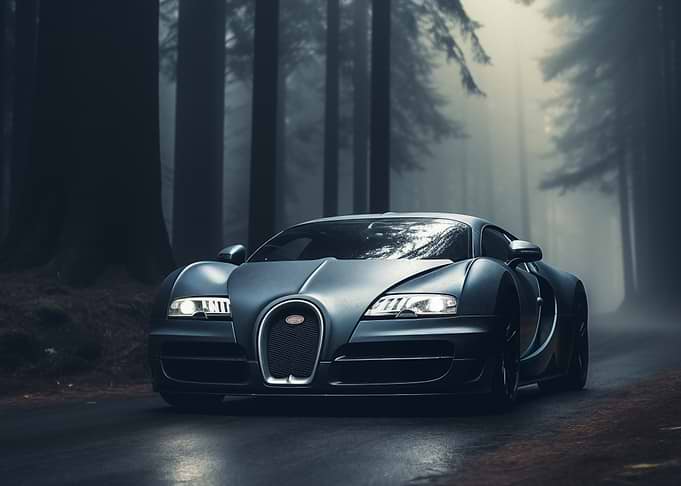 Bugatti Veyron in the forest