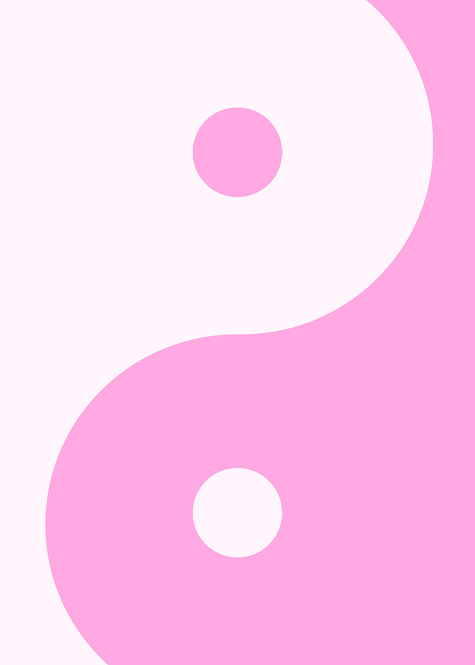 Pink and White Yin Yang Symbol