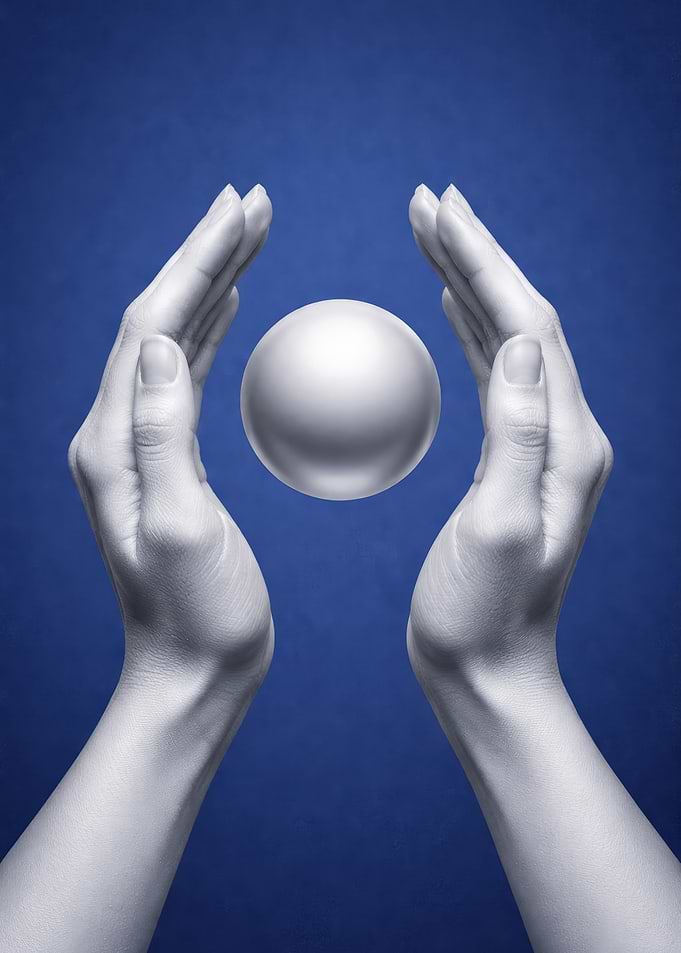 Hands cradling a glowing orb