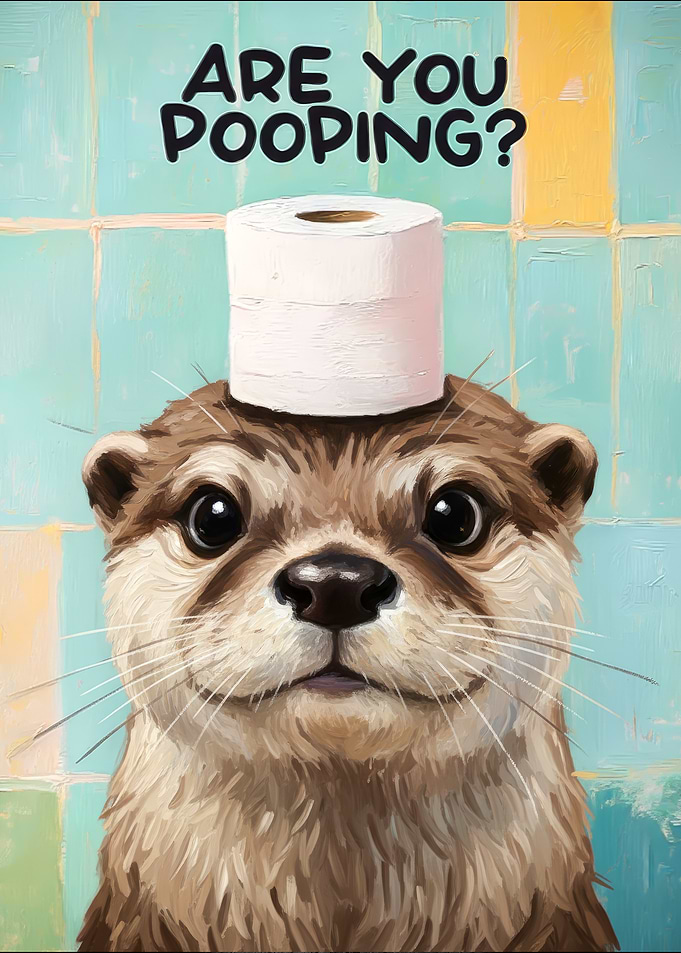 funny Otter with Toilet Paper