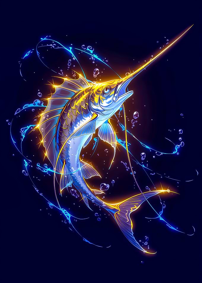 Neon Marlin in Water