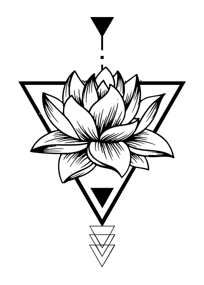 Geometric Lotus Flower Tattoo Design