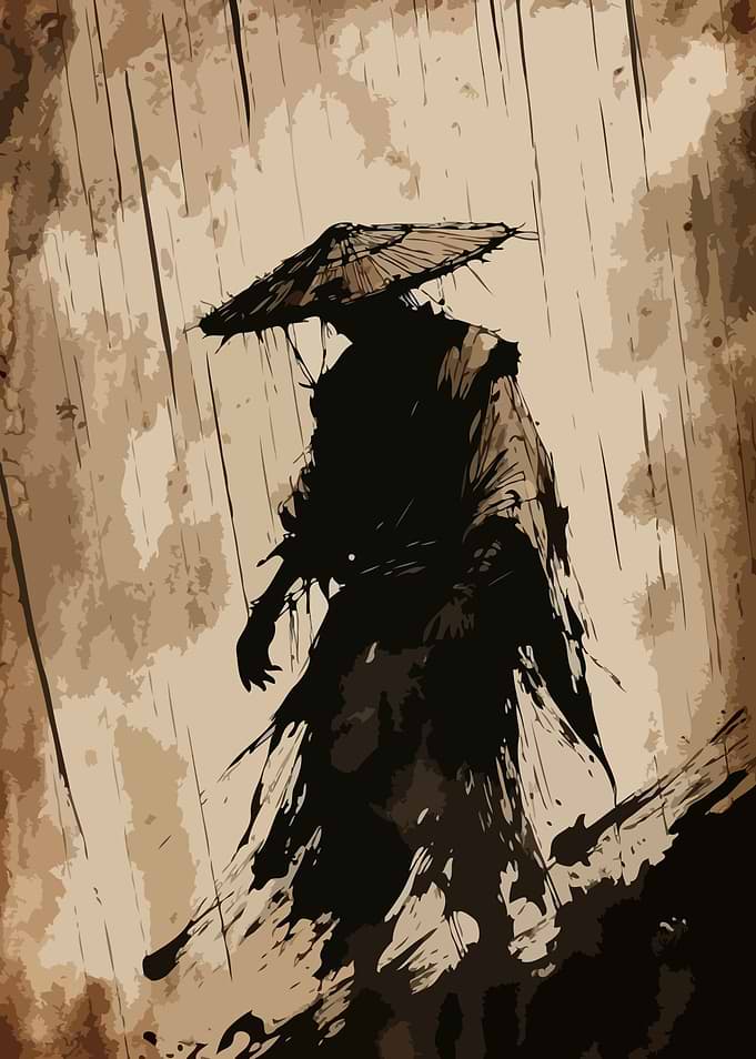 Samurai in the Rain Art