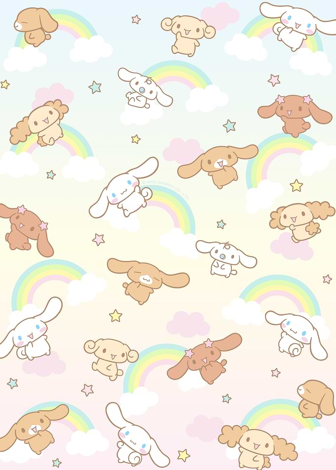 Cinnamoroll Characters with Rainbows and Stars