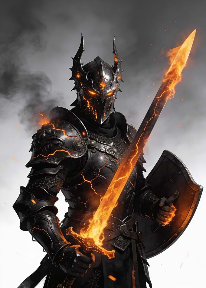 Fiery Knight with Flaming Sword