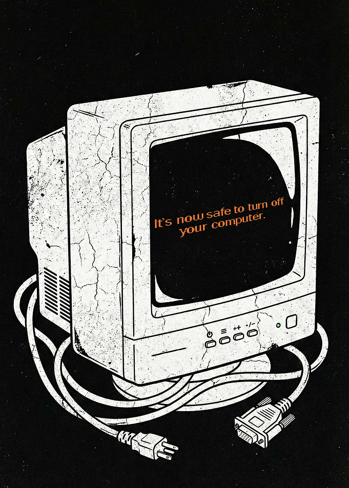 Retro Computer Shutting Down