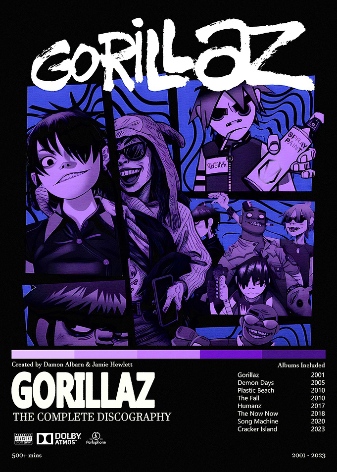 Gorillaz The Complete Discography Poster
