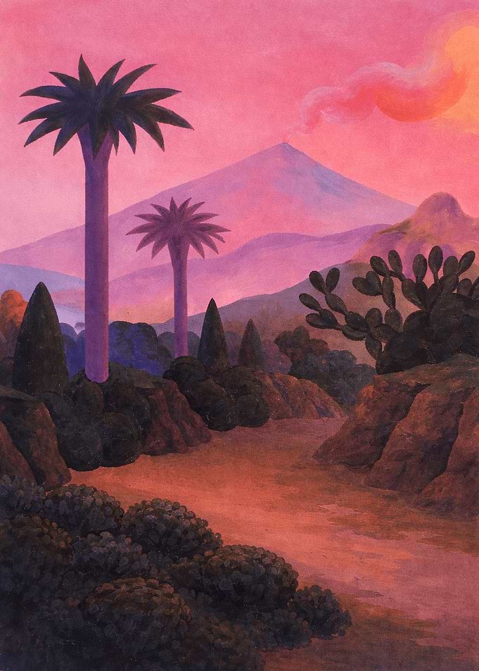 Surreal Desert Landscape at Sunset