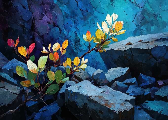 Autumn Leaves on Rocks