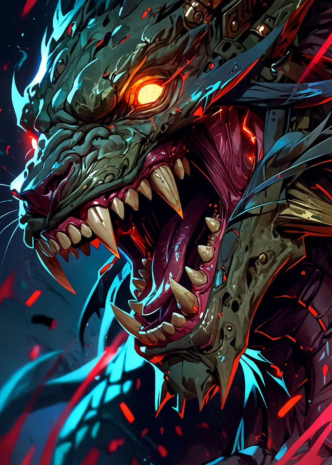 Fierce Dragon Head Close-up