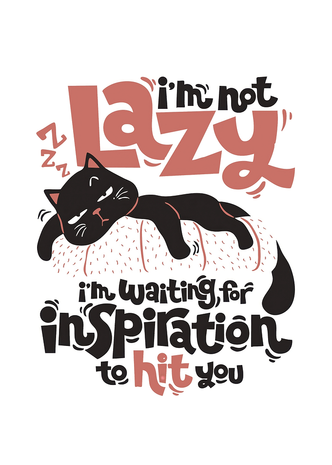 Lazy Cat Waiting for Inspiration