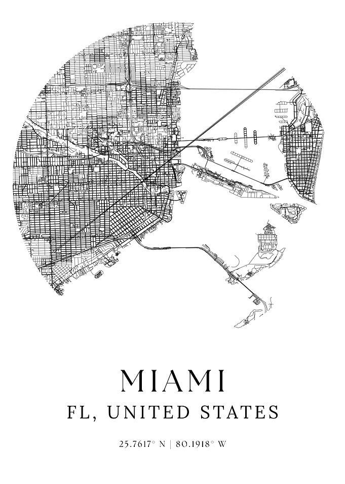 Miami City Maps Minimalist