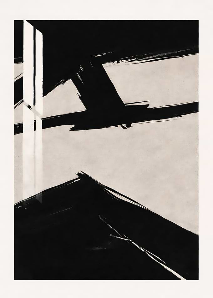 Abstract Black and White Brushstrokes