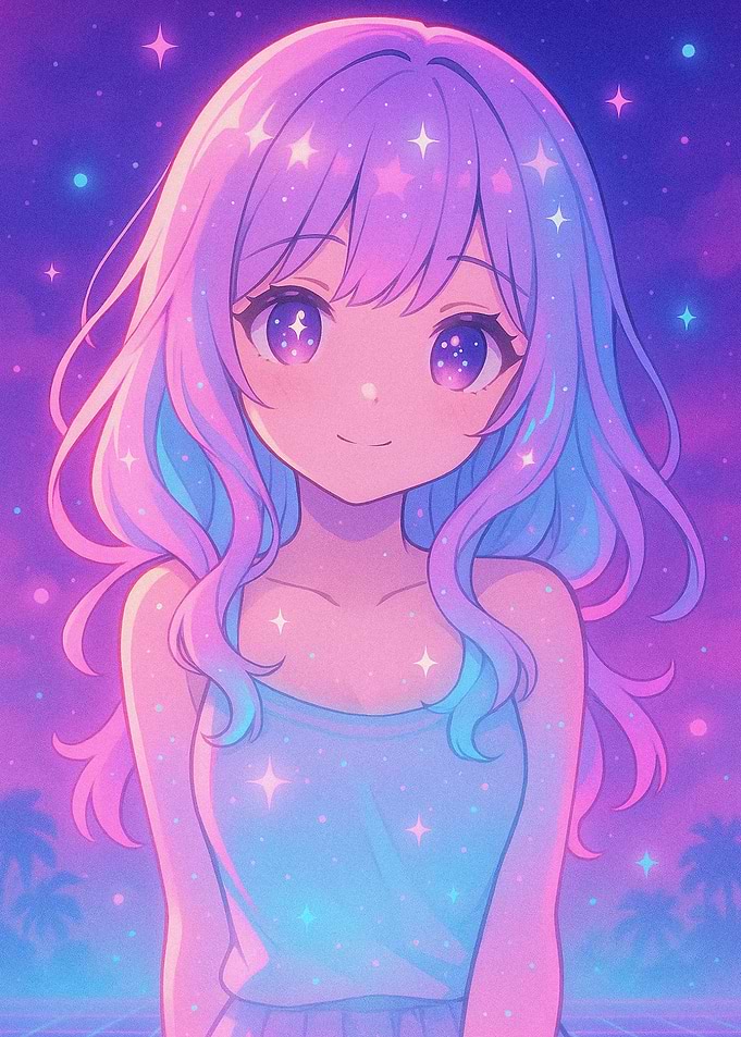 Anime Girl with Starry Hair
