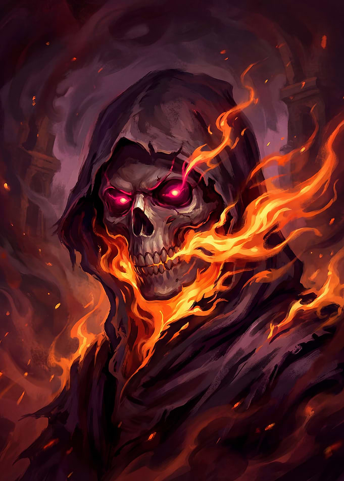 Fiery Skull Grim Reaper
