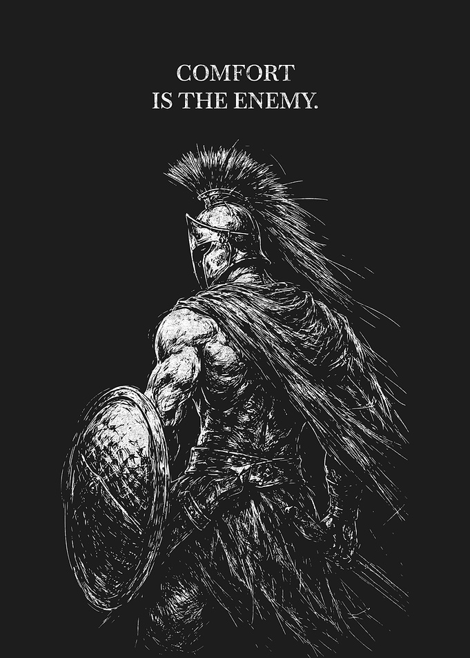 Spartan Warrior with Comfort Enemy Quote