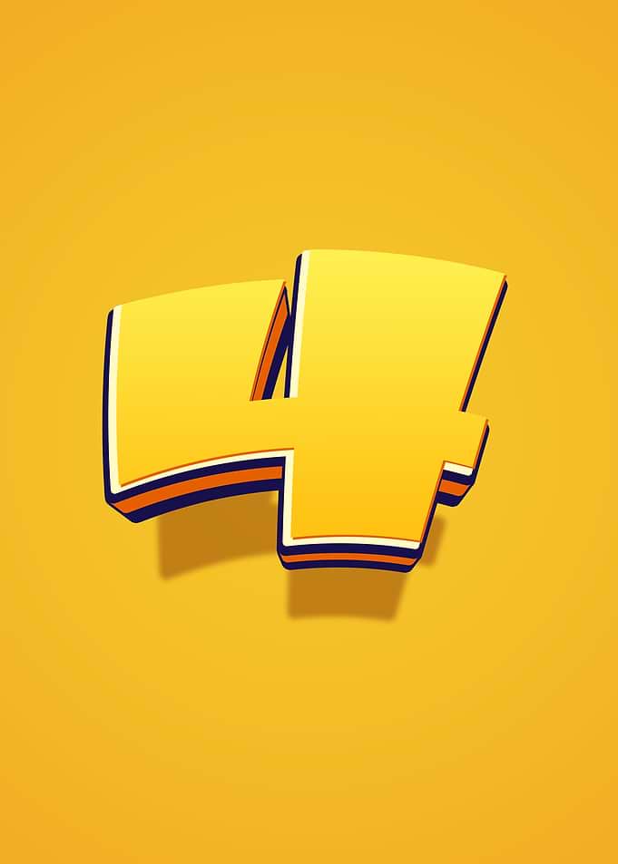 Bold Yellow Number 4