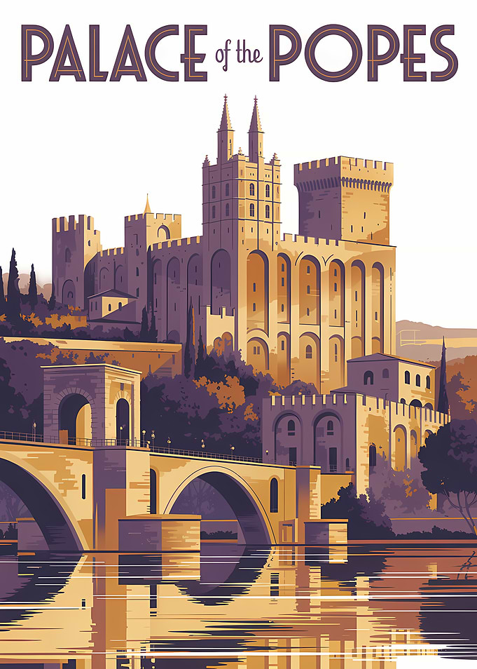 Palace of the Popes Vintage Poster