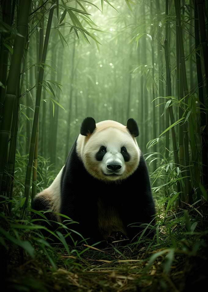 Panda in a Bamboo Forest