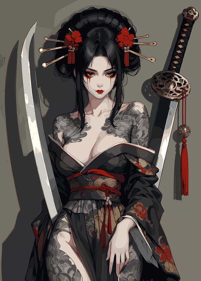 Geisha Warrior with Swords