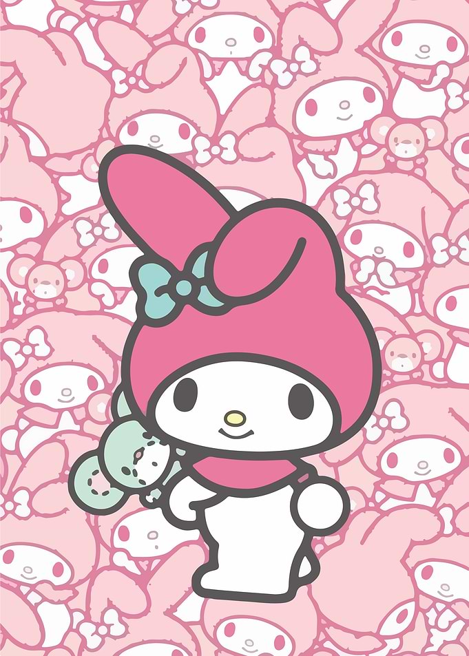 My Melody Character with Pink Background