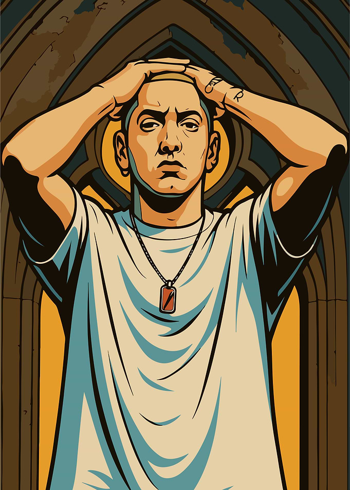 Eminem Portrait with Hands on Head